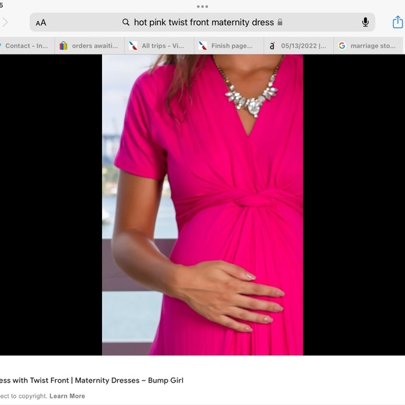 Hello Miz hot pink fuchsia jersey knot front maternity nursing dress S - Picture 2 of 6
